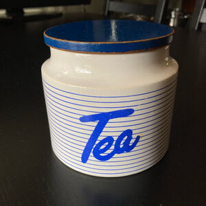 Unisex Hornsea Tea Canister White and Blue